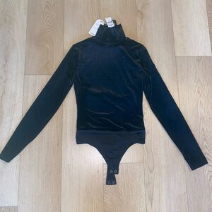 NWT Express Black Velvet Bodysuit Size XS